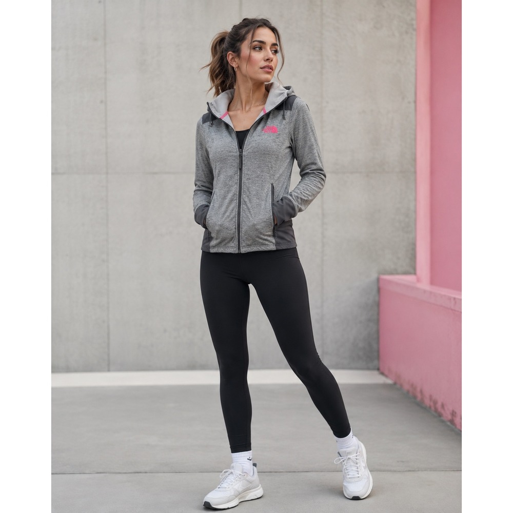 The North Face Shastina Stretch Hoodie Women Medium Gray Pink Full Zip